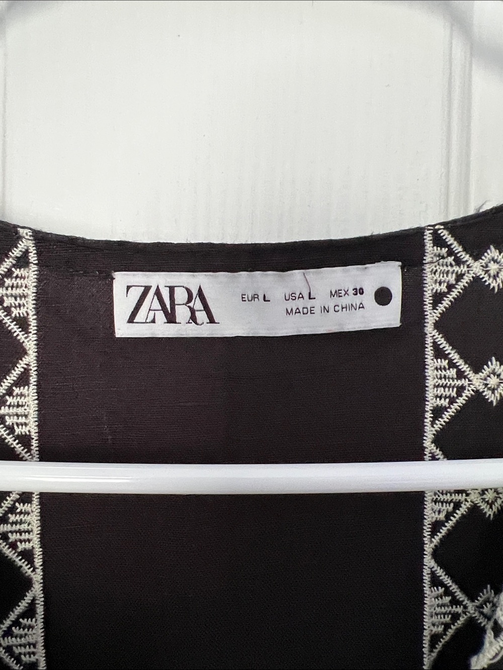 Zara Black Maxi Dress with Off White Embroidered Trim - Picture 2 of 3